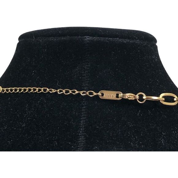 Designer Inspired Gold  Plated Black D Necklace - Picture 8 of 15